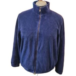 Norsport 90's Vintage Royal Blue Velour Track Jacket .  Women's ‎ Medium